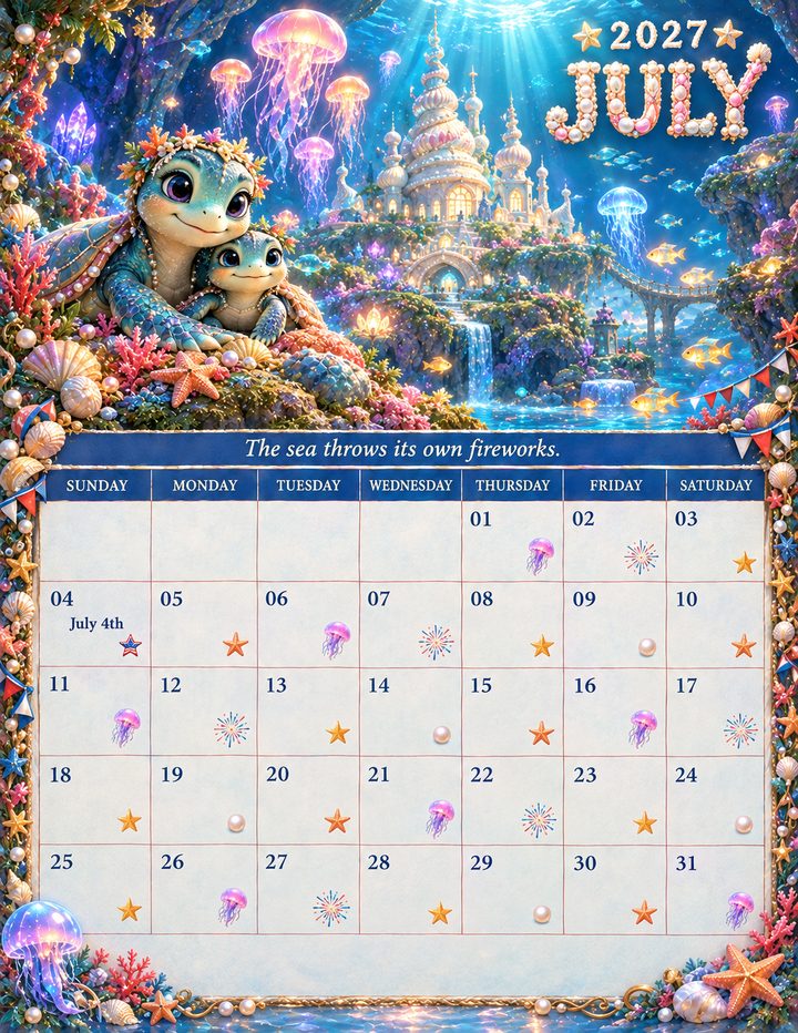 Mermaid Coral Palace · July page made with MonthScapes